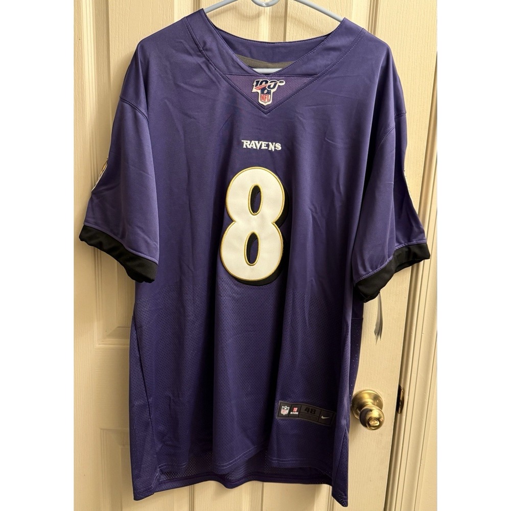 Lamar Jackson Authentic Baltimore Ravens NFL 100 Nike Elite Jersey Mens Size: 48